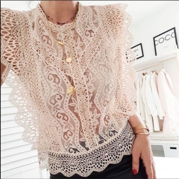 Zara Tops - Bloggers fav Zara nude lace top NWT last one!